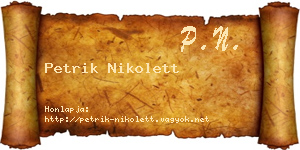 Petrik Nikolett névjegykártya